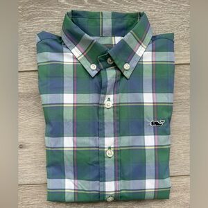 Vineyard Vines Blue and Green Plaid Shirt